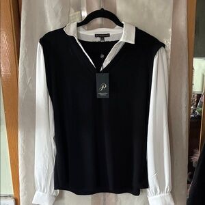 NWT Black and White Blouse